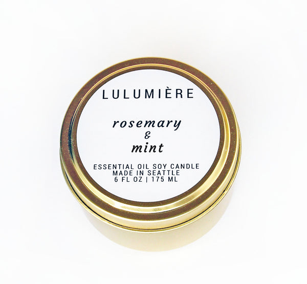 Rosemary & Mint Gold Tin 100% Essential Oil Candle