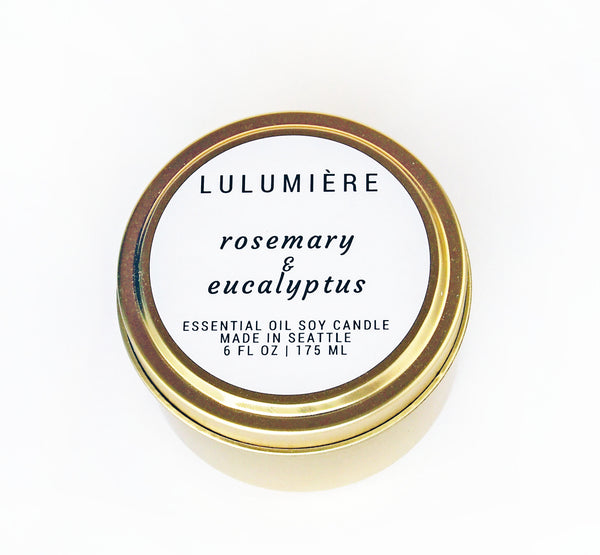 Rosemary & Eucalyptus Gold Tin 100% Essential Oil Candle